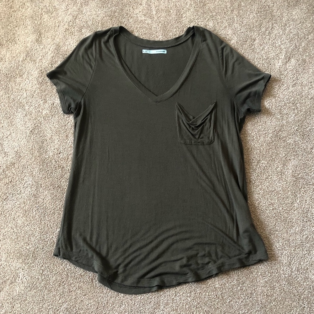 Olive green v neck tee